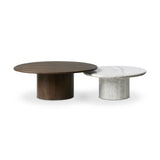 Featuring Stuart White Calacatta Marble Nesting Coffee Tables - MIX & Match by Four Hands at Amethyst Home. Elevate the look of your living space with a nest-style set of coffee tables — one larger table made from mixed reclaimed woods and a smaller table of white Calacatta marble. Together, they make for a true mixed materials moment.Large Marble, Small . Amethyst Home provides interior design, new home construction design consulting, vintage area rugs, and lighting in the Los Angeles metro area.