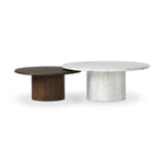 Featuring Stuart White Calacatta Marble Nesting Coffee Tables - MIX & Match by Four Hands at Amethyst Home. Elevate the look of your living space with a nest-style set of coffee tables — one larger table made from mixed reclaimed woods and a smaller table of white Calacatta marble. Together, they make for a true mixed materials moment.Large Marble, Smal. Amethyst Home provides interior design, new home construction design consulting, vintage area rugs, and lighting in the Newport Beach metro area.