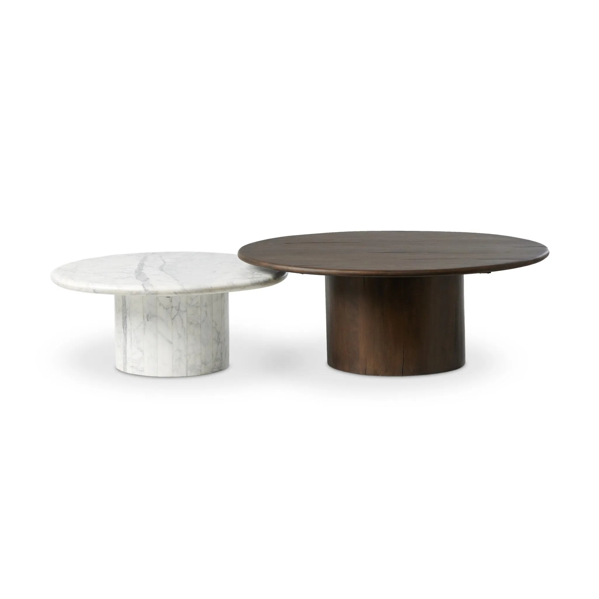 Featuring Stuart White Calacatta Marble Nesting Coffee Tables - MIX & Match by Four Hands at Amethyst Home. Elevate the look of your living space with a nest-style set of coffee tables — one larger table made from mixed reclaimed woods and a smaller table of white Calacatta marble. Together, they make for a true mixed materials moment.Large Marble, Small Wo. Amethyst Home provides interior design, new home construction design consulting, vintage area rugs, and lighting in the San Diego metro area.
