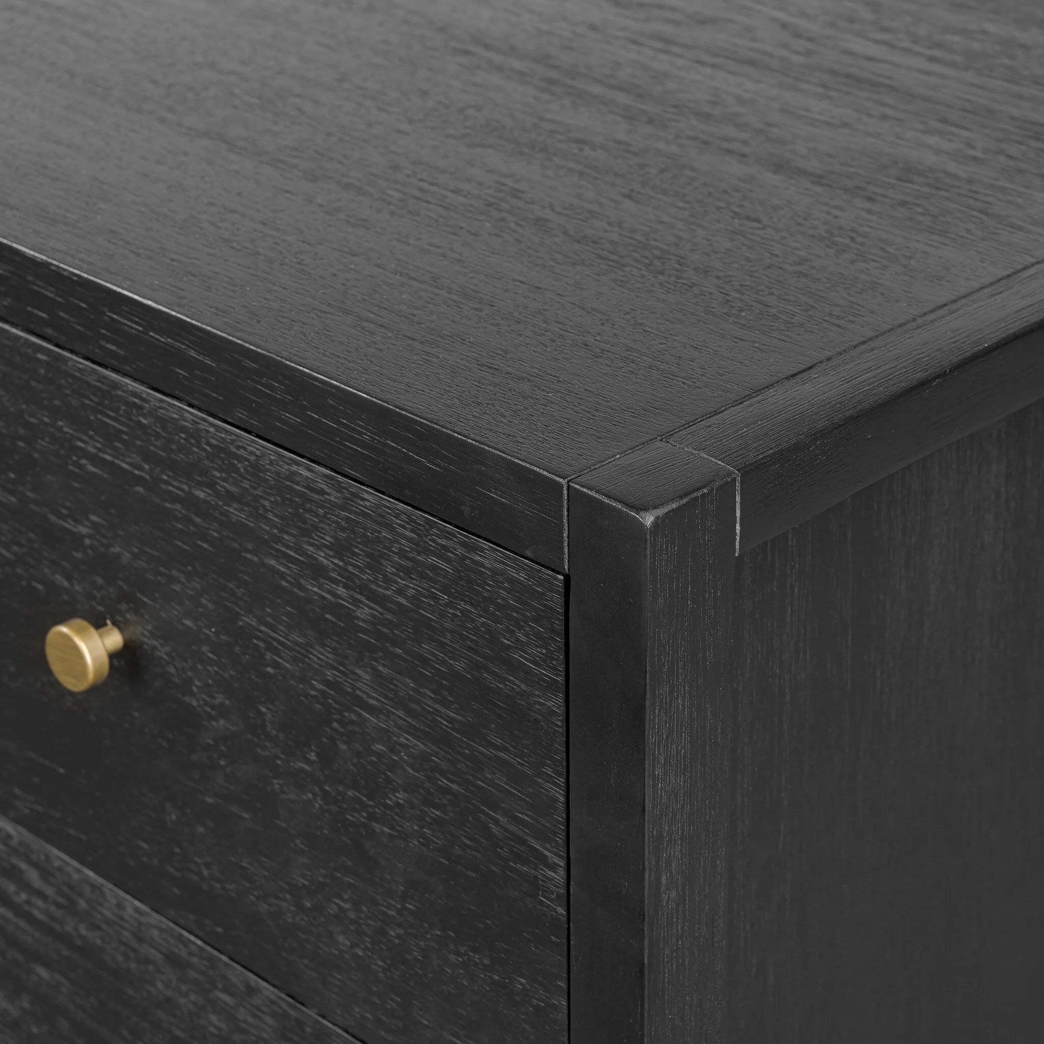 Sullivan 10 Drawer Dresser in Saddle Tan Color: Brushed Black Acacia Solid