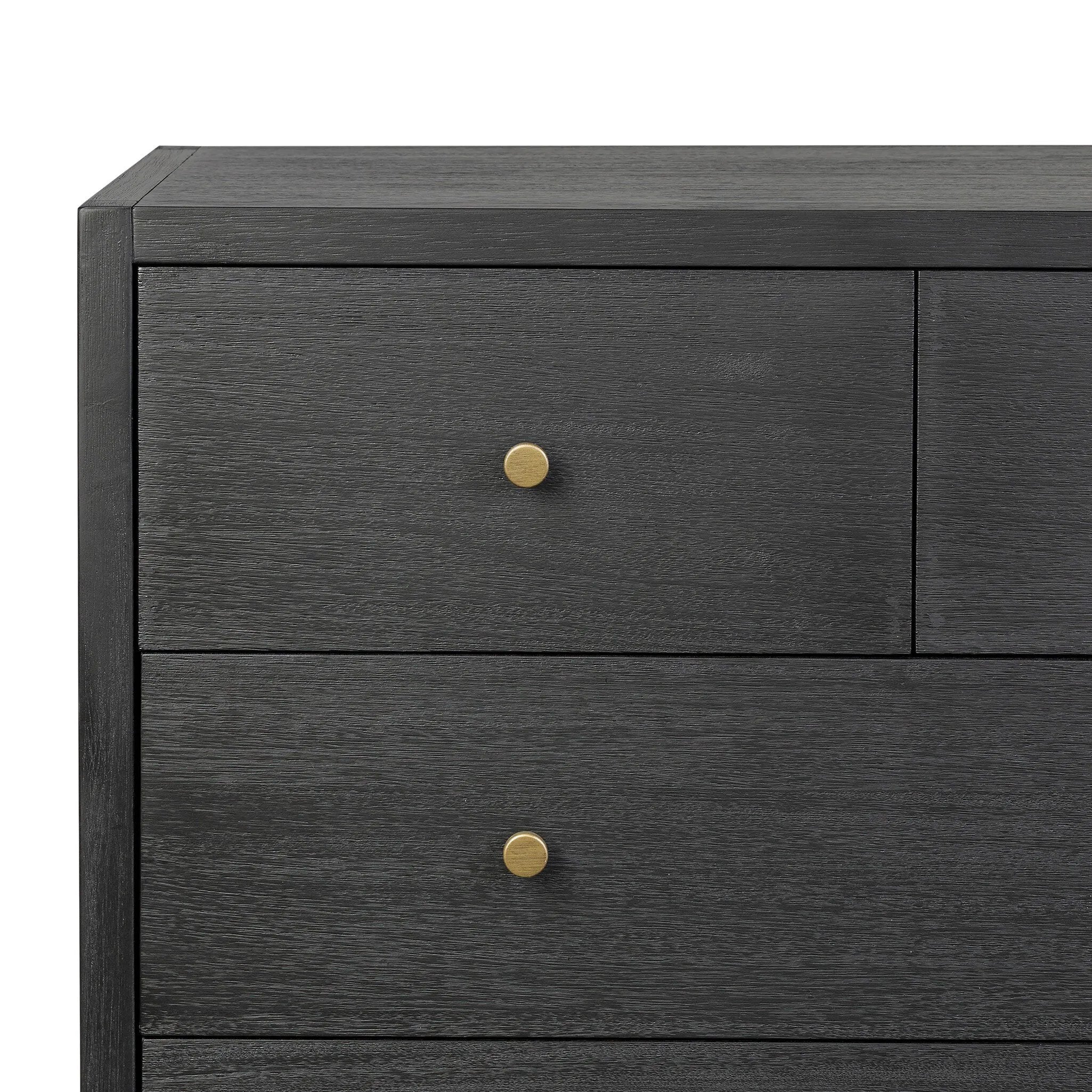 Sullivan 10 Drawer Dresser in Saddle Tan Color: Brushed Black Acacia Solid