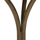 Hammered aged brass forms a tulip-shaped base with ball details for a design-forward touch. Bullnose edges on a rounded fossil marble tabletop soften the whole look Amethyst Home provides interior design, new home construction design consulting, vintage area rugs, and lighting in the Calabasas metro area.