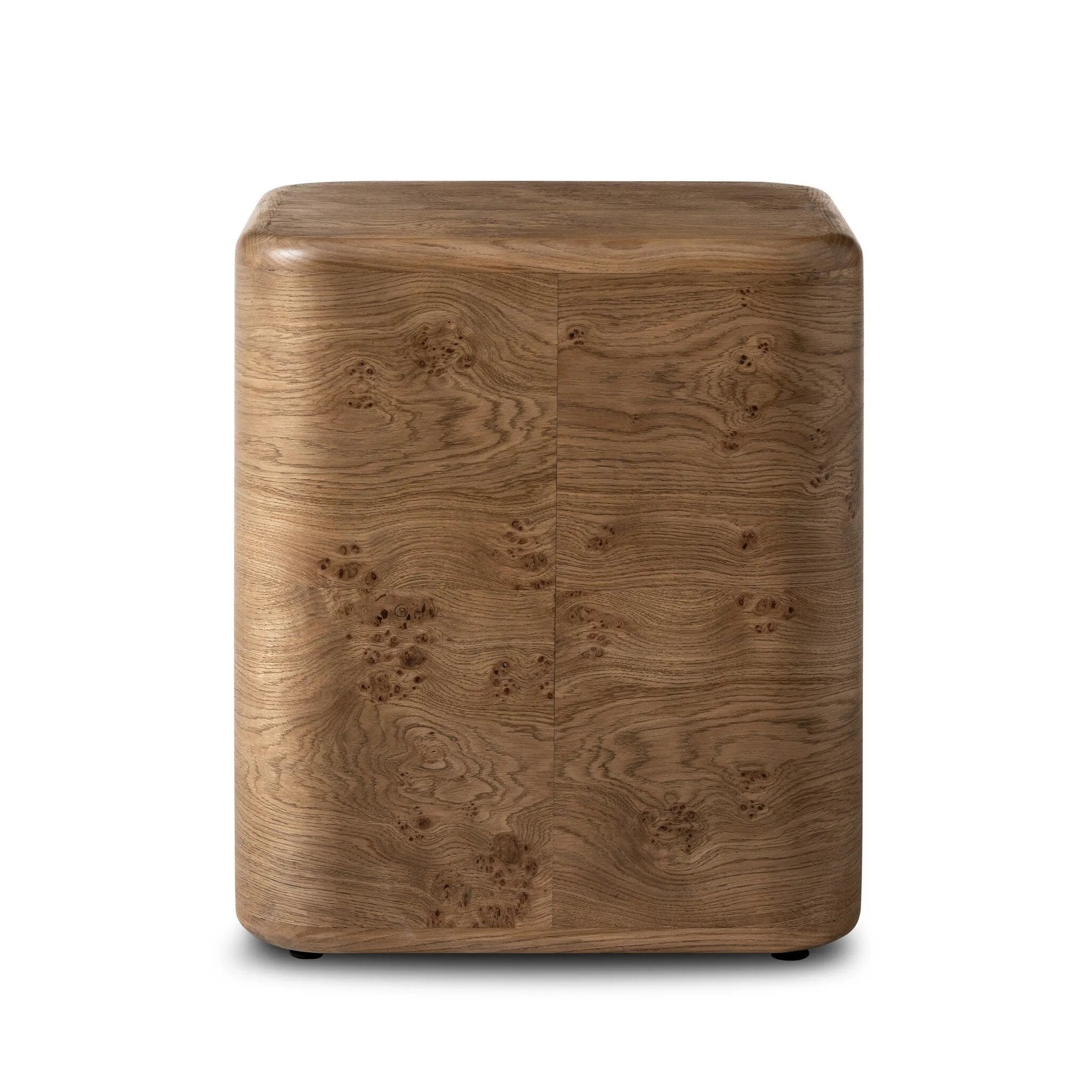 Style this versatile piece just about anywhere. Made from oak burl veneer with a warm wheat finish, rounded edges soften the look.As fans of modern design at Amethyst, we love the warm modern inspired Talessi End Table. This item pairs well with other brands such as Ethnicraft and is perfect for coastal homes Amethyst Home provides interior design, new home construction design consulting, vintage area rugs, and lighting in the Laguna Beach metro area.