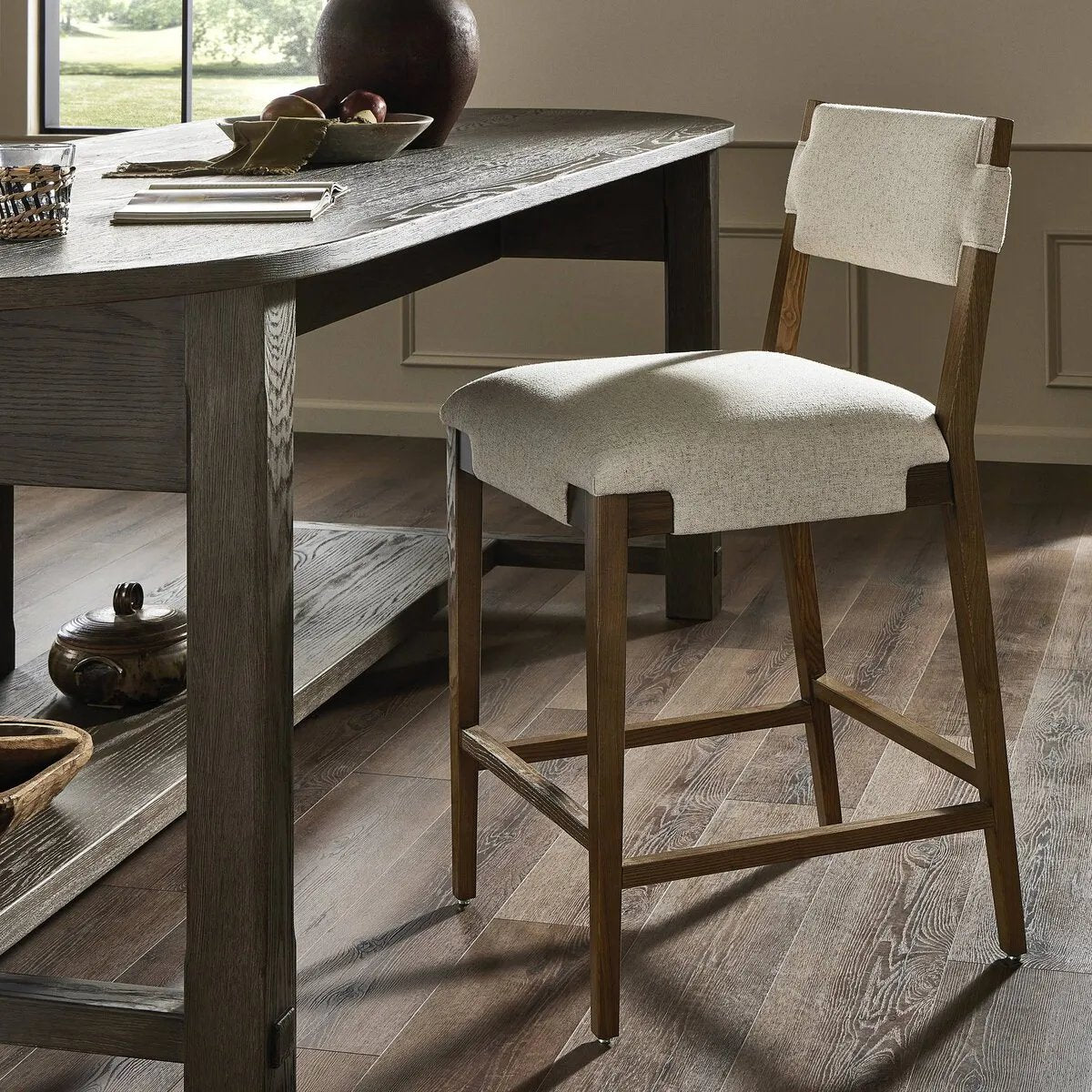 Expertly crafted, the Tamari Antwerp Natural Bar and Counter Stool is a versatile and durable addition to your home. Made from high-quality materials, this stool offers both comfort and convenience in one. Perfect for any bar or counter, it's ready to ship and elevate any space Amethyst Home provides interior design, new home construction design consulting, vintage area rugs, and lighting in the San Diego metro area.
