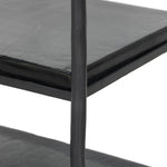 Elevate cocktail hour with an always-in-style rolling bar cart. Crafted from black hammered metal with three tiers of smoked cast glass, offering smooth surface space for storage and display Amethyst Home provides interior design, new home construction design consulting, vintage area rugs, and lighting in the Alpharetta metro area.