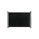 Elevate cocktail hour with an always-in-style rolling bar cart. Crafted from black hammered metal with three tiers of smoked cast glass, offering smooth surface space for storage and display Amethyst Home provides interior design, new home construction design consulting, vintage area rugs, and lighting in the Newport Beach metro area.