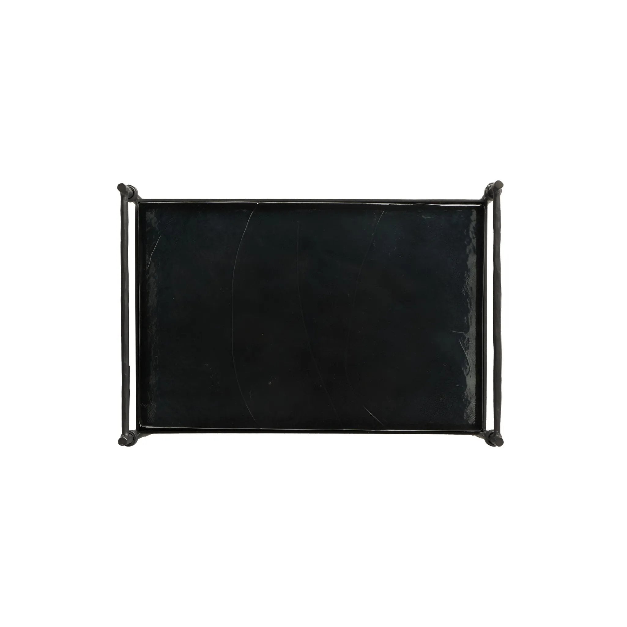 Elevate cocktail hour with an always-in-style rolling bar cart. Crafted from black hammered metal with three tiers of smoked cast glass, offering smooth surface space for storage and display Amethyst Home provides interior design, new home construction design consulting, vintage area rugs, and lighting in the Newport Beach metro area.