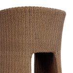 This outdoor dining chair takes on a curved silhouette, crafted from woven faux hyacinth and complemented by a heavily textured boucle cushion. Cover or store inside during inclement weather and when not in use.As lovers of natural materials at Amethyst, we love the designer inspired Thora Outdoor Dining Chair - Vada Cream. Amethyst Home provides interior design, new home construction design consulting, vintage area rugs, and lighting in the Houston metro area.