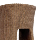 This outdoor dining chair takes on a curved silhouette, crafted from woven faux hyacinth and complemented by a heavily textured boucle cushion. Cover or store inside during inclement weather and when not in use.As lovers of natural materials at Amethyst, we love the designer inspired Thora Outdoor Dining Chair - Vada Cream. Amethyst Home provides interior design, new home construction design consulting, vintage area rugs, and lighting in the Houston metro area.