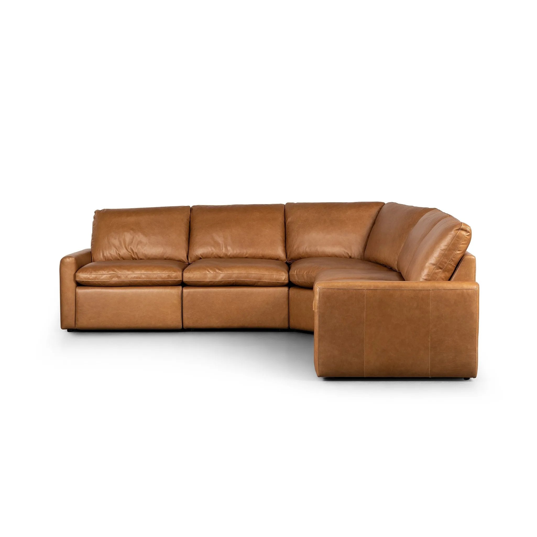 Featuring Tillery Sonoma Butterscotch Power Recliner 5-Piece Sectional by Four Hands at Amethyst Home. A modern take on the traditional recliner sectional. Customize your comfort level with the push of hidden buttons with pieces in our Power Motion collection. Sectional features a slightly higher seat and backrest, low, sleek arms, and a motion footrest. Plush . Amethyst Home provides interior design, new home construction design consulting, vintage area rugs, and lighting in the Omaha metro area.