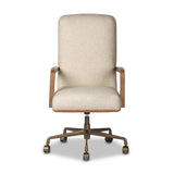 A classic silhouette is modernized with a cotton- and linen-blend performance fabric, then elevated with a top-grain leather back Amethyst Home provides interior design, new home construction design consulting, vintage area rugs, and lighting in the Charlotte metro area.