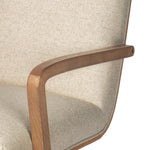 A classic silhouette is modernized with a cotton- and linen-blend performance fabric, then elevated with a top-grain leather back Amethyst Home provides interior design, new home construction design consulting, vintage area rugs, and lighting in the Miami metro area.