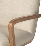 A classic silhouette is modernized with a cotton- and linen-blend performance fabric, then elevated with a top-grain leather back Amethyst Home provides interior design, new home construction design consulting, vintage area rugs, and lighting in the Miami metro area.