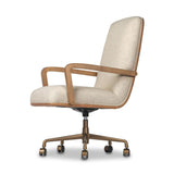 A classic silhouette is modernized with a cotton- and linen-blend performance fabric, then elevated with a top-grain leather back Amethyst Home provides interior design, new home construction design consulting, vintage area rugs, and lighting in the Newport Beach metro area.