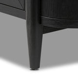 Infuse your collection with timeless midcentury design. Crafted from oak and parawood, a six-drawer dresser is finished in a matte black, with simple brass hardware Amethyst Home provides interior design, new home construction design consulting, vintage area rugs, and lighting in the Des Moines metro area.