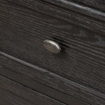 Made from distressed black-finished oak with slim legs, nine drawers bring antique European vibes to modern bedroom styling. This item has been modified to comply with the STURDY Act. See a full list of modified products and data changes in the “STURDY Act” file in the Downloads section below Amethyst Home provides interior design, new home construction design consulting, vintage area rugs, and lighting in the Miami metro area.