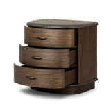 Mixed materials define this Art Deco-inspired nightstand. Vein-rich marble in a warm cofffee color tops a sungkai case for a timeless yet modern look.As enthusiasts of luxe style at Amethyst, we love the warm modern inspired Tovae Nightstand - Honed Coffee Marble. Amethyst Home provides interior design, new home construction design consulting, vintage area rugs, and lighting in the Salt Lake City metro area.