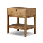 Modern Shaker style meets Scandinavian simplicity in this warm worn oak nightstand. A single drawer with a leather pull plus open lower shelving brings storage to the bedside.As enthusiasts of natural aesthetics at Amethyst, we love the designer inspired Tula Nightstand - Worn Oak Veneer. Amethyst Home provides interior design, new home construction design consulting, vintage area rugs, and lighting in the Monterey metro area.