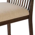 A low, linear counter stool inspired by Japanese tea houses, crafted from natural ash. Designed for comfort, a thick cushion seat is upholstered in a casual poly-linen blend Amethyst Home provides interior design, new home construction design consulting, vintage area rugs, and lighting in the Portland metro area.