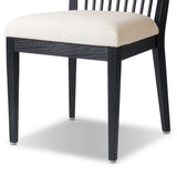 A linear dining style inspired by Japanese tea houses, crafted from black-finished ash. Designed for comfort, a thick cushion