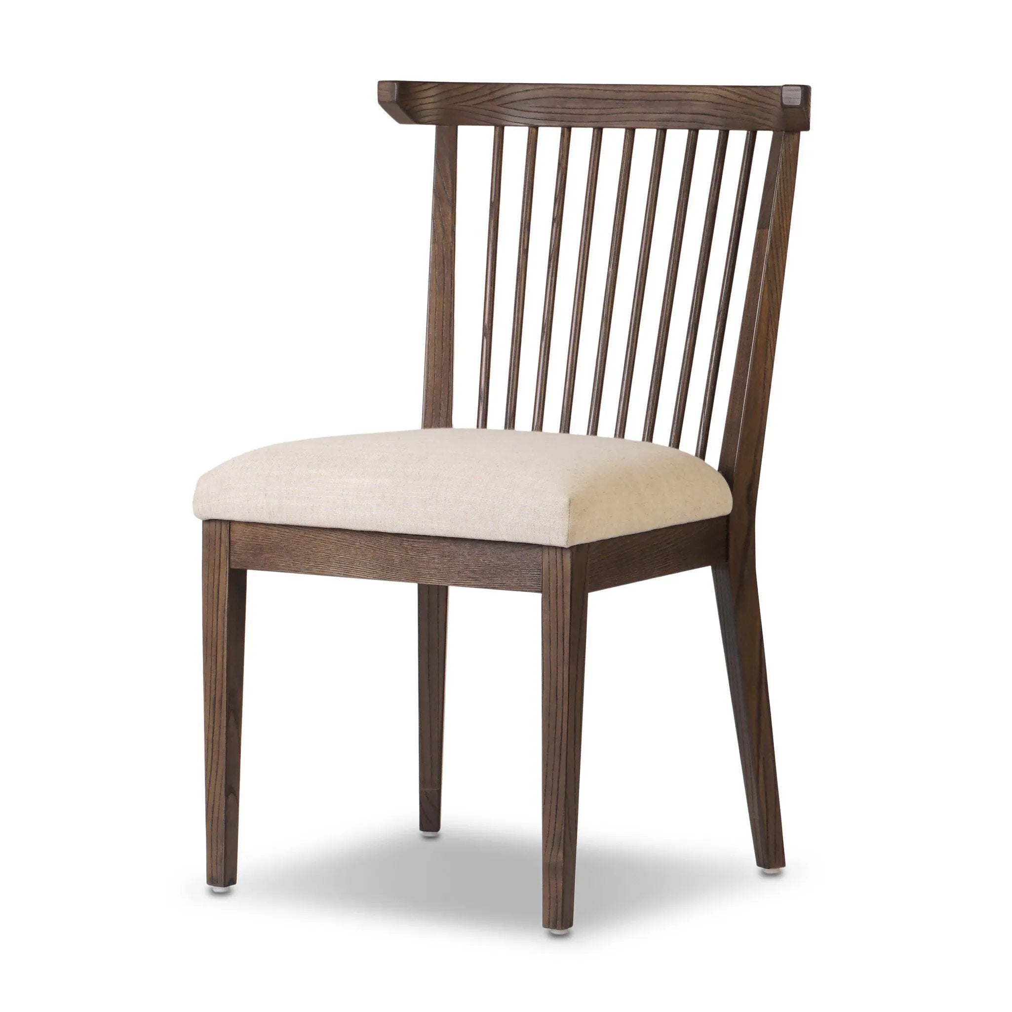 A linear dining style inspired by Japanese tea houses, crafted from natural ash. Designed for comfort, a thick cushion seat is upholstered in a casual poly-linen blend Amethyst Home provides interior design, new home construction design consulting, vintage area rugs, and lighting in the Houston metro area.