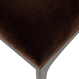 A metal frame with a tapered profile pairs with a velvety brown upholstered seat and back, striking balance in both scale in texture.As lovers of natural aesthetics at Amethyst, we love the warm modern inspired Valeene Dining Chair - Monte Chocolate. This item pairs well with other brands such as Four Hands and is perfect for loft homes Amethyst Home provides interior design, new home construction design consulting, vintage area rugs, and lighting in the Salt Lake City metro area.