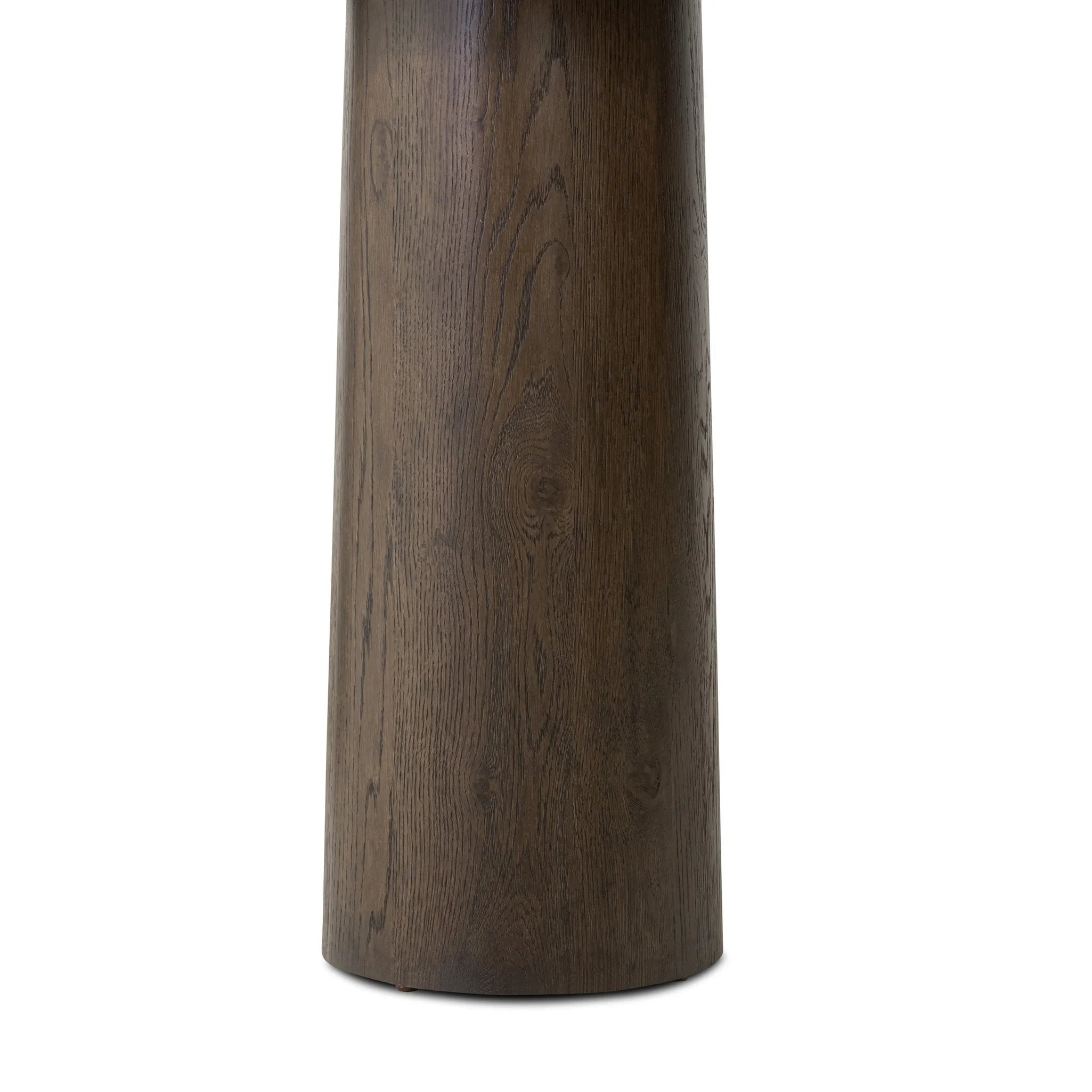 Featuring Valen Rustic Brown Oak Veneer Console Table by Four Hands at Amethyst Home. Made from rustic brown oak, an open-style console table is streamlined while not short on presence, with its exaggerated cylinder legs and polished pill-shaped top.Overall Dimensions: 78.00"w x 18.00"d x 32.00"hWeight : 99.21 lbsMaterials: Oak Veneer, Oak Plywood. Amethyst Home provides interior design, new home construction design consulting, vintage area rugs, and lighting in the Winter Garden metro area.