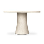 Textured ivory concrete finishes this pedestal-style outdoor dining table, with a subtly sculpted, tulip-shaped base bringing visual depth to any space. Cover or store indoors when not in use or during inclement weather.As fans of natural design at Amethyst, we love the designer inspired Varda Outdoor Dining Table 48". Amethyst Home provides interior design, new home construction design consulting, vintage area rugs, and lighting in the Kansas City metro area.
