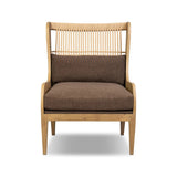 A timeless silhouette reimagined in a new way. Wrapped in high performance fabric, this wingback chair offers a rich, coffee-brown depth highlighted by delicate, linen flecks with natural highs and lows. Woven back and aged oak add beautiful character.As fans of organic modern design at Amethyst, we love the warm modern inspired Vestavia Chair. Amethyst Home provides interior design, new home construction design consulting, vintage area rugs, and lighting in the Portland metro area.