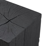 Ground any room with a style inspired by the beautiful simplicity of nature. Made of black-finished resin, the form for this special piece is molded from a tree trunk that's been cut into a square, then cast in resin to recreate the same  texture of the trunk, even the saw marks where it was cut — talk about a true statement piece Amethyst Home provides interior design, new home construction design consulting, vintage area rugs, and lighting in the Nashville metro area.
