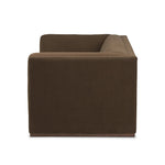 An inviting take on the classic tuxedo sofa, made for modern living. Celebrating mitered corners, for precision at every angle, and a layered, upholstered frame for a sharp, architectural look, the sofa rests on a wood plinth base. Tailored in the United States with thick pocket-seam cushions for unexpected comfort. Amethyst Home provides interior design, new home construction design consulting, vintage area rugs, and lighting in the Laguna Beach metro area.