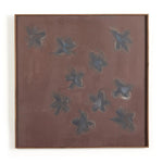 Featuring Vintage Rustic Walnut Floater by Jamie Beckwith by Four Hands at Amethyst Home. Nashville-based artist Jamie Beckwith creates contemporary pieces inspired by nature, travel and architecture. With a focus on the repetition of patterns and shapes, Beckwith favors acrylic paint and graphite for her layer-rich works. Handmade in Austin, Texas.24". Amethyst Home provides interior design, new home construction design consulting, vintage area rugs, and lighting in the Salt Lake City metro area.