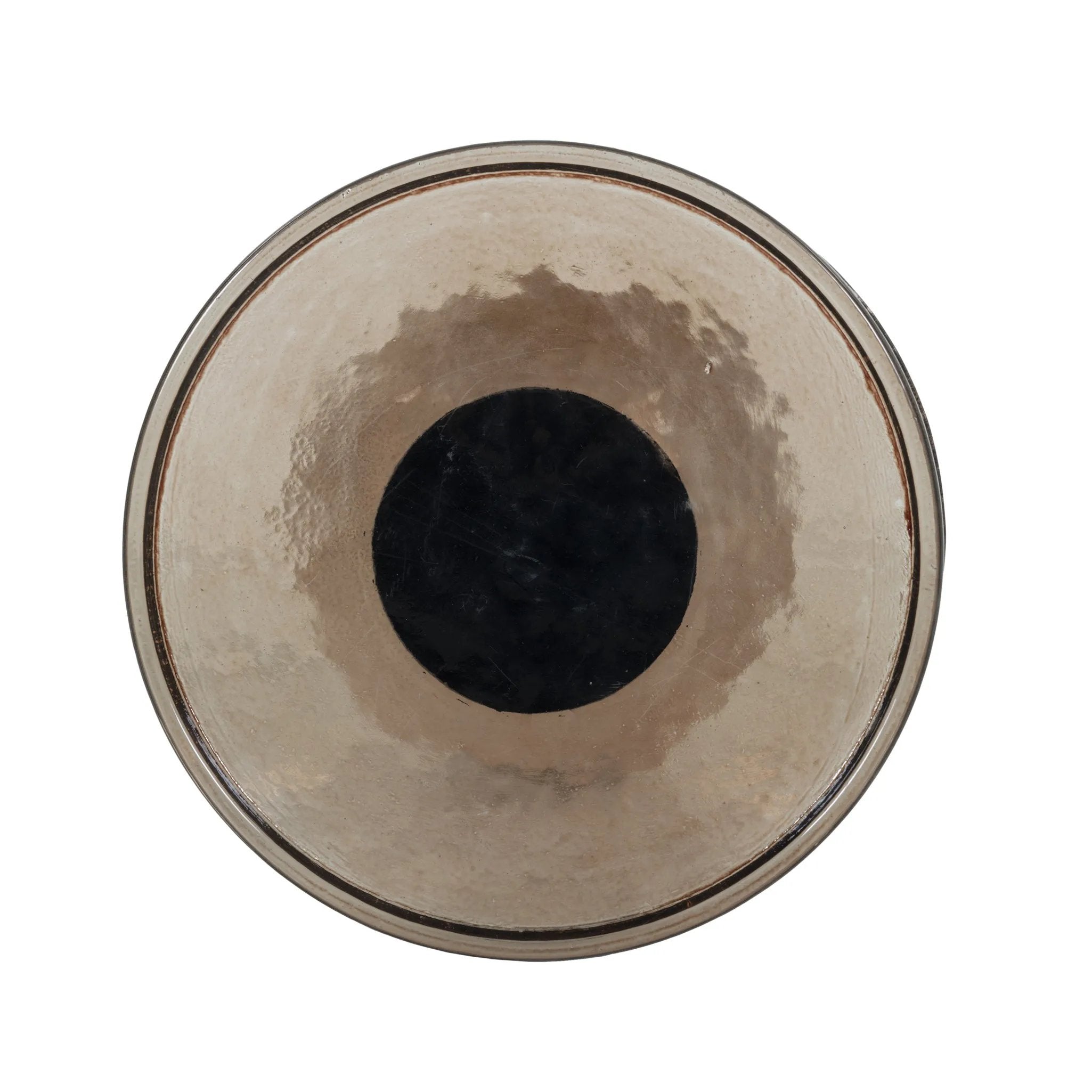 A sphere-shaped base of amber cast glass supports slim, black-finished iron piping and a tray-style tabletop that's perfectly sized to keep your favorite book or nightcap within reach Amethyst Home provides interior design, new home construction design consulting, vintage area rugs, and lighting in the Miami metro area.