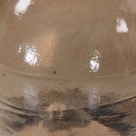 A sphere-shaped base of amber cast glass supports slim, black-finished iron piping and a tray-style tabletop that's perfectly sized to keep your favorite book or nightcap within reach Amethyst Home provides interior design, new home construction design consulting, vintage area rugs, and lighting in the Monterey metro area.