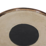 A sphere-shaped base of amber cast glass supports slim, black-finished iron piping and a tray-style tabletop that's perfectly sized to keep your favorite book or nightcap within reach Amethyst Home provides interior design, new home construction design consulting, vintage area rugs, and lighting in the Winter Garden metro area.