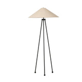 An exaggeratedly slim, airy tripod base of black-finished iron supports a light beige shade of 100% cotton, for a classic look with contrast Amethyst Home provides interior design, new home construction design consulting, vintage area rugs, and lighting in the Kansas City metro area.