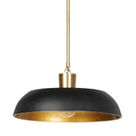 Low-profile pendant light with wide cast aluminum shade in a black textured finish. Gold leaf interior reflects to emit a warm, inviting glow that meets vintage inspiration and modern simplicity.Collection: Dan Amethyst Home provides interior design, new home construction design consulting, vintage area rugs, and lighting in the Newport Beach metro area.
