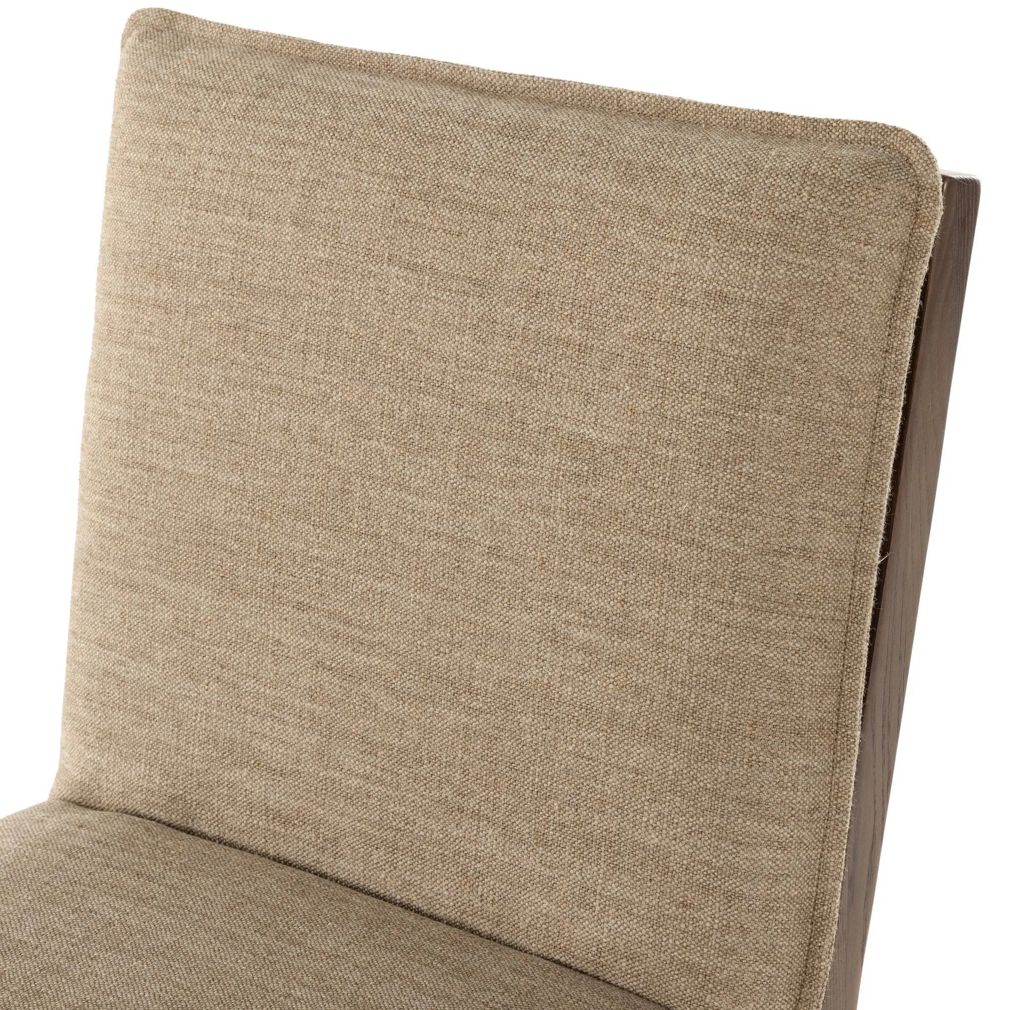 Featuring Wilmington Alcala Fawn Dining Chair by Four Hands at Amethyst Home. An Amethyst fave -- the Wilmington dining chair has a gorgeous coffee colored textile paired with medium toned wood and interesting leather buckles on the back -- we tied in the gold buckles with the gold chandelier above!  Inspired by the folded pillow form, the seat and back cus. Amethyst Home provides interior design, new home construction design consulting, vintage area rugs, and lighting in the San Diego metro area.