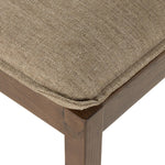 Featuring Wilmington Alcala Fawn Dining Chair by Four Hands at Amethyst Home. An Amethyst fave -- the Wilmington dining chair has a gorgeous coffee colored textile paired with medium toned wood and interesting leather buckles on the back -- we tied in the gold buckles with the gold chandelier above!  Inspired by the folded pillow form, the seat and back cushi. Amethyst Home provides interior design, new home construction design consulting, vintage area rugs, and lighting in the Seattle metro area.