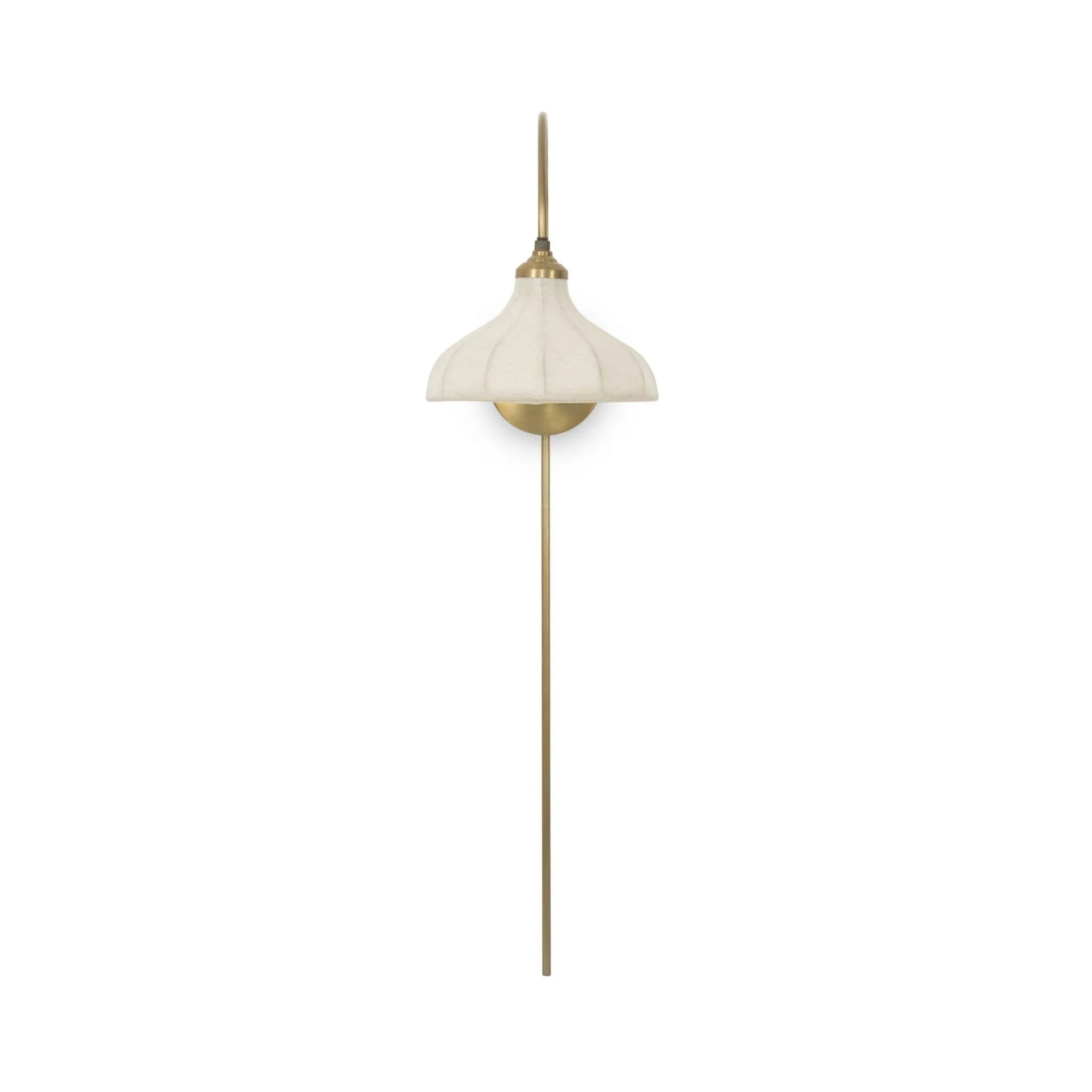Slim and curved, a swan-neck arm supports a bell-shaped linen shade with brass boning, updating a traditional lighting look. This plug-in sconce design brings warm illumination to any space while discreet cord management keeps the look polished. Ideal for crafting warm, inviting reading corners or bedside ambiance Amethyst Home provides interior design, new home construction design consulting, vintage area rugs, and lighting in the Monterey metro area.
