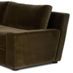 Featuring Yelena Surrey Olive 3-Piece Sectional by Four Hands at Amethyst Home. Add a hint of modern to your space with the streamlined silhouette and dramatic side profile of this track arm sectional. Designed with subtle tapering seen from the side and inviting bench-style seating. Crafted with extra plush foam cushions and S-spring suspension.Overall Dim. Amethyst Home provides interior design, new home construction design consulting, vintage area rugs, and lighting in the Nashville metro area.