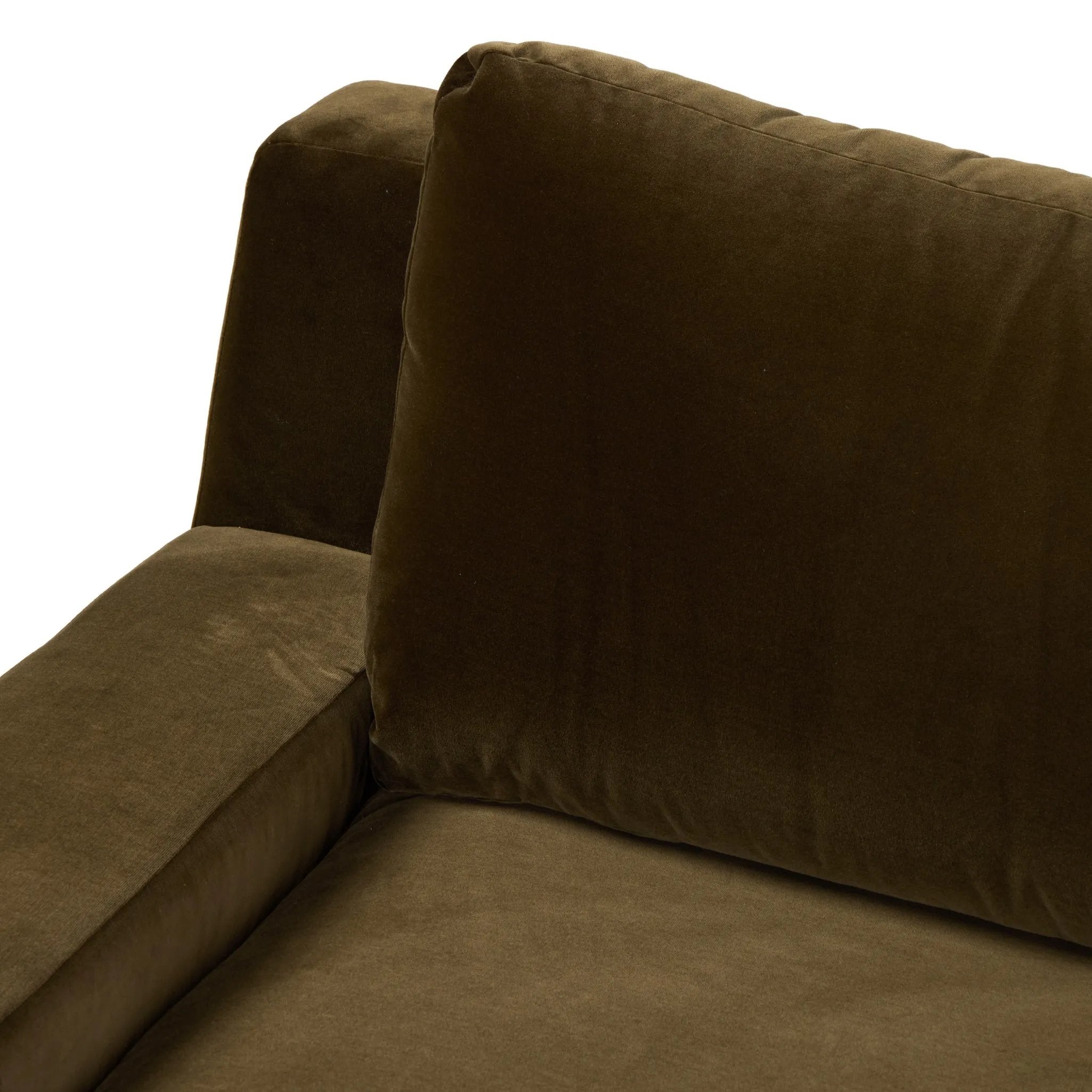 Featuring Yelena Surrey Olive 3-Piece Sectional by Four Hands at Amethyst Home. Add a hint of modern to your space with the streamlined silhouette and dramatic side profile of this track arm sectional. Designed with subtle tapering seen from the side and inviting bench-style seating. Crafted with extra plush foam cushions and S-spring suspension.Overal. Amethyst Home provides interior design, new home construction design consulting, vintage area rugs, and lighting in the Salt Lake City metro area.