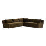 Featuring Yelena Surrey Olive 3-Piece Sectional by Four Hands at Amethyst Home. Add a hint of modern to your space with the streamlined silhouette and dramatic side profile of this track arm sectional. Designed with subtle tapering seen from the side and inviting bench-style seating. Crafted with extra plush foam cushions and S-spring suspension.Overall Di. Amethyst Home provides interior design, new home construction design consulting, vintage area rugs, and lighting in the Scottsdale metro area.