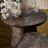 Featuring Zane Warm Grey Marble End Table by Four Hands at Amethyst Home. Ground your living space with a rounded end table of grey-finished marble. With thoughtful design touches like bullnose edging and a tray-style top, this table's detailing crafts an elevated artisan look that's sure to spark conversation. Overall Dimensions: 24.50"w x 24.50"d x 18.00". Amethyst Home provides interior design, new home construction design consulting, vintage area rugs, and lighting in the Charlotte metro area.