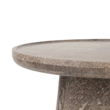 Featuring Zane Warm Grey Marble End Table by Four Hands at Amethyst Home. Ground your living space with a rounded end table of grey-finished marble. With thoughtful design touches like bullnose edging and a tray-style top, this table's detailing crafts an elevated artisan look that's sure to spark conversation. Overall Dimensions: 24.50"w x 24.50"d x 18.00. Amethyst Home provides interior design, new home construction design consulting, vintage area rugs, and lighting in the Washington metro area.