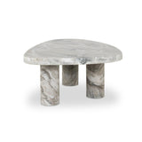 Shape and material share the spotlight in this large, tripod-style onyx coffee table. Turned, pillar legs and dramatic natural veining offer a look of movement. Option to pair with smaller matching table for a nested look Amethyst Home provides interior design, new home construction design consulting, vintage area rugs, and lighting in the Houston metro area.