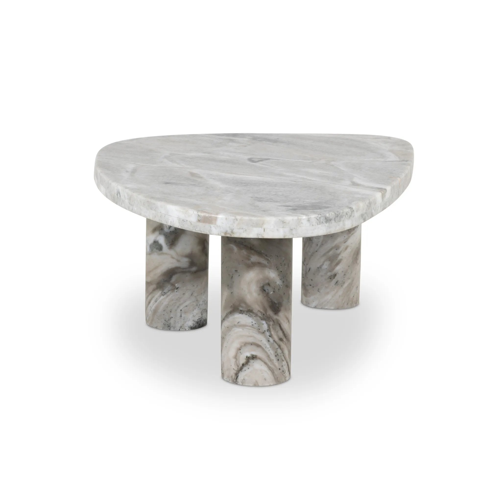 Shape and material share the spotlight in this large, tripod-style onyx coffee table. Turned, pillar legs and dramatic natural veining offer a look of movement. Option to pair with smaller matching table for a nested look Amethyst Home provides interior design, new home construction design consulting, vintage area rugs, and lighting in the Portland metro area.