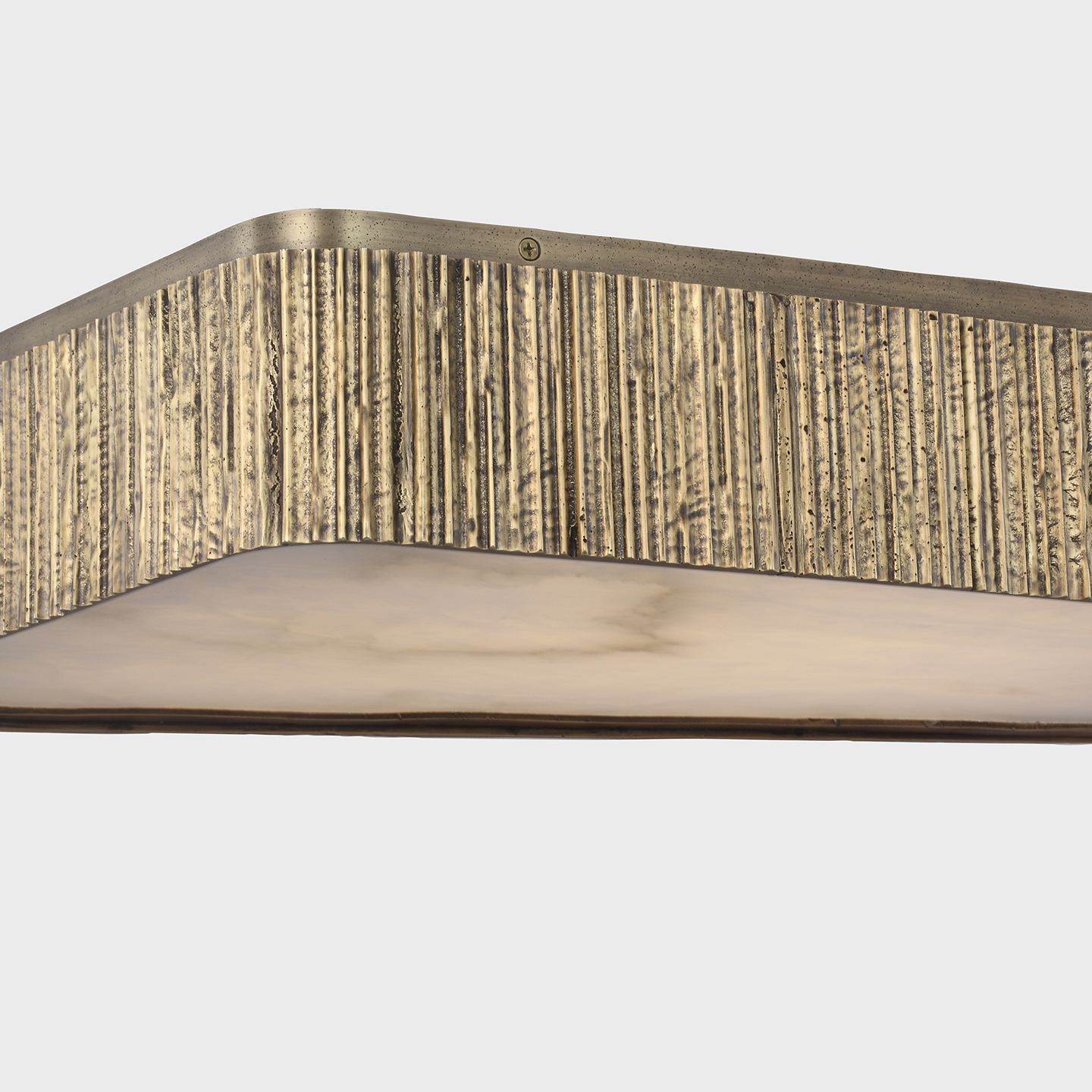 Featuring Fumar 21" Asymmetrical Flush Mount Ridged Tombac by Visual Comfort at Amethyst Home. Fumar 21" Asymmetrical Flush Mount in Ridged Tombac with Alabaster
Overall Dimensions: 21" L x 21" W x 4.5" H
Weight : 24 lbs.. Amethyst Home provides interior design, new construction, custom furniture, and area rugs in the Seattle metro area