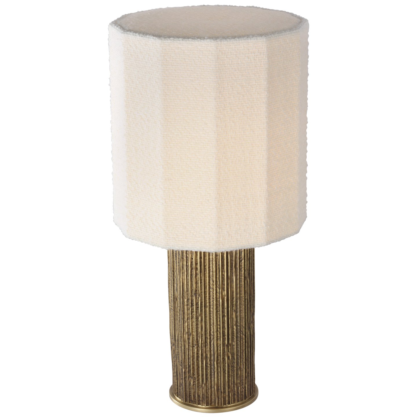 Featuring Fumar 24" Table Lamp Ridged Tombac by Visual Comfort at Amethyst Home. Fumar 24" Table Lamp in Ridged Tombac with Bouclé Shade
Overall Dimensions: 11" L x 11" W x 23.5" HWeight : 14 lbs.. Amethyst Home provides interior design, new construction, custom furniture, and area rugs in the Salt Lake City metro area