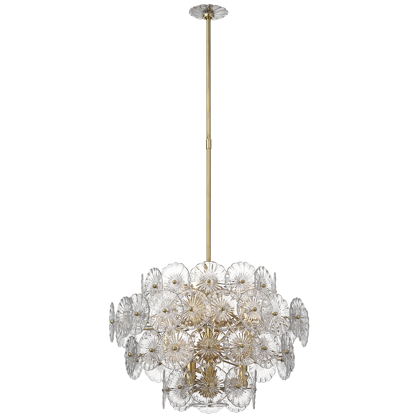 Featuring Gianna 24" Chandelier Gild by Visual Comfort at Amethyst Home. Gianna 24" Chandelier in Gild with Clear Glass
Overall Dimensions: 24" L x 24" W x 60.5" HWeight: 25 lbs.. Amethyst Home provides interior design, new construction, custom furniture, and area rugs in the San Diego metro area
